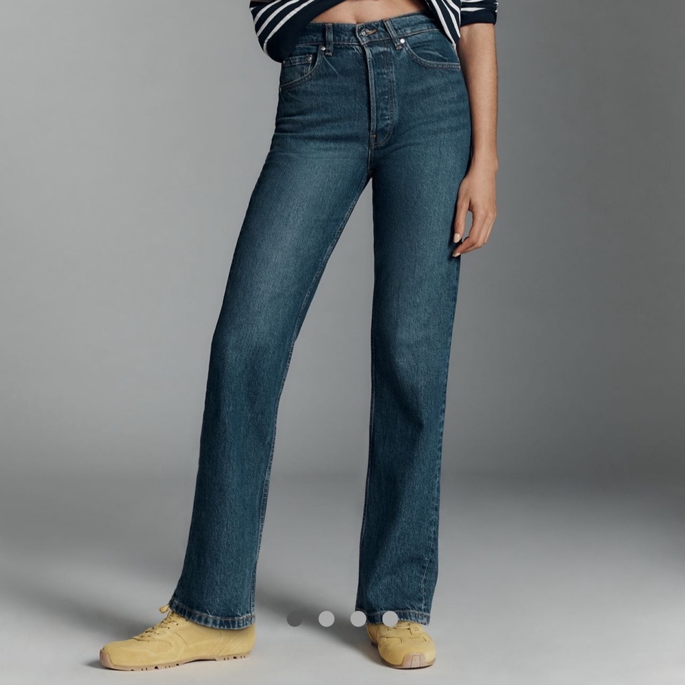 EB Denim high waisted button fly straight leg jeans size 25